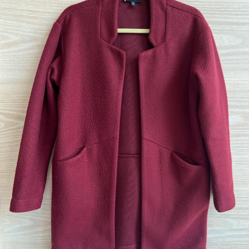 Burgundy Maroon Bordeaux Wool feel Classy Cocoon Coat